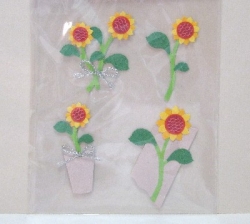 3 - D  Sticker, Sonnenblumen, bunt